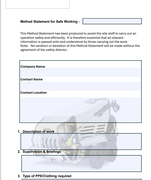 Steam Jet Pressure Washer - Risk Assessment